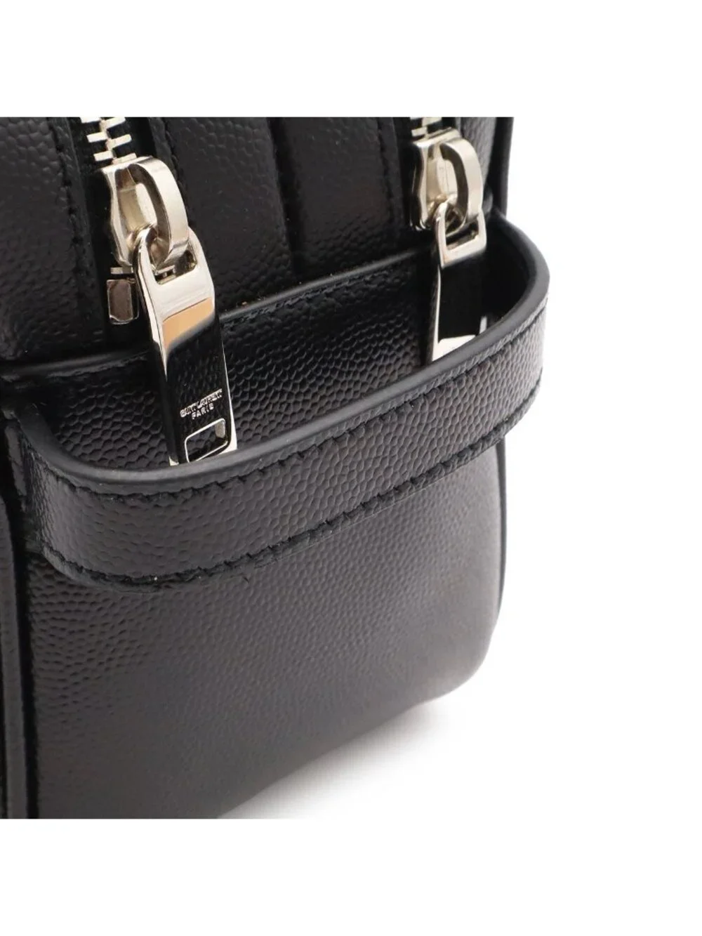 Saint Laurent Paris Exclusive Double Zip Clutch Grooming Case Leather Black